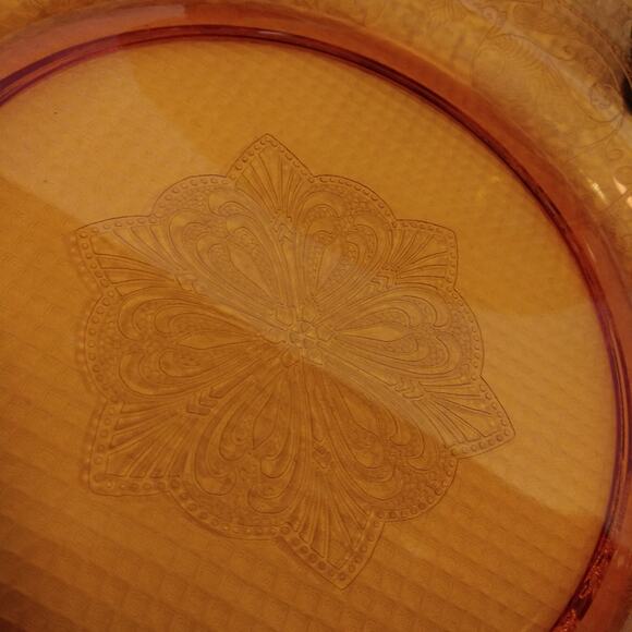 SALE 9 Cambridge Depression Era Etched Amber Salad Plates - Picture 3 of 14